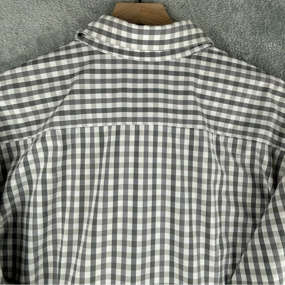 Mizzen Main Shirt Mens XL Trim Fit Performance Button Up‎ Gray White Check